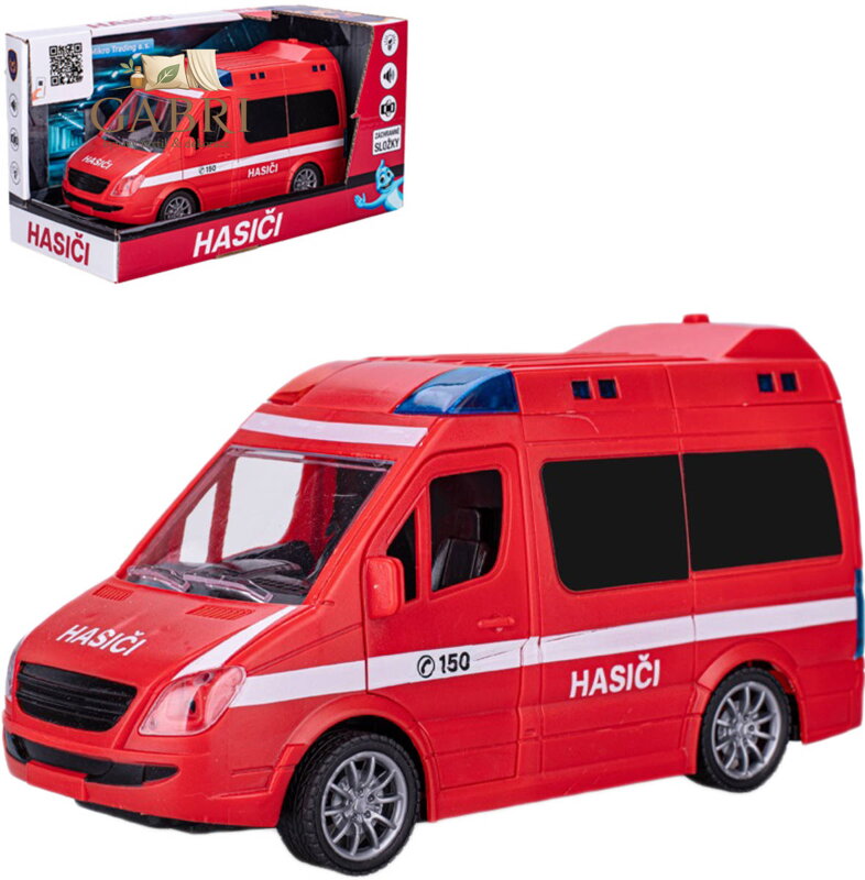 Auto hasiči dodávka na setrvačník na baterie Světlo Zvuk CZ