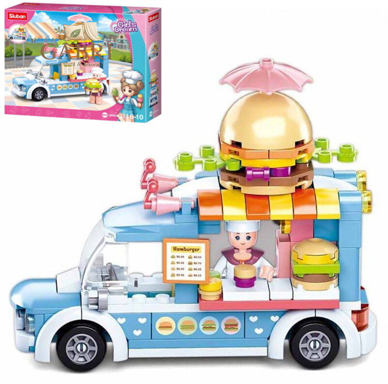 SLUBAN Girls Dream Mobilní hamburgerový stánek 154 dílků + 1 figurka STAVEBNICE