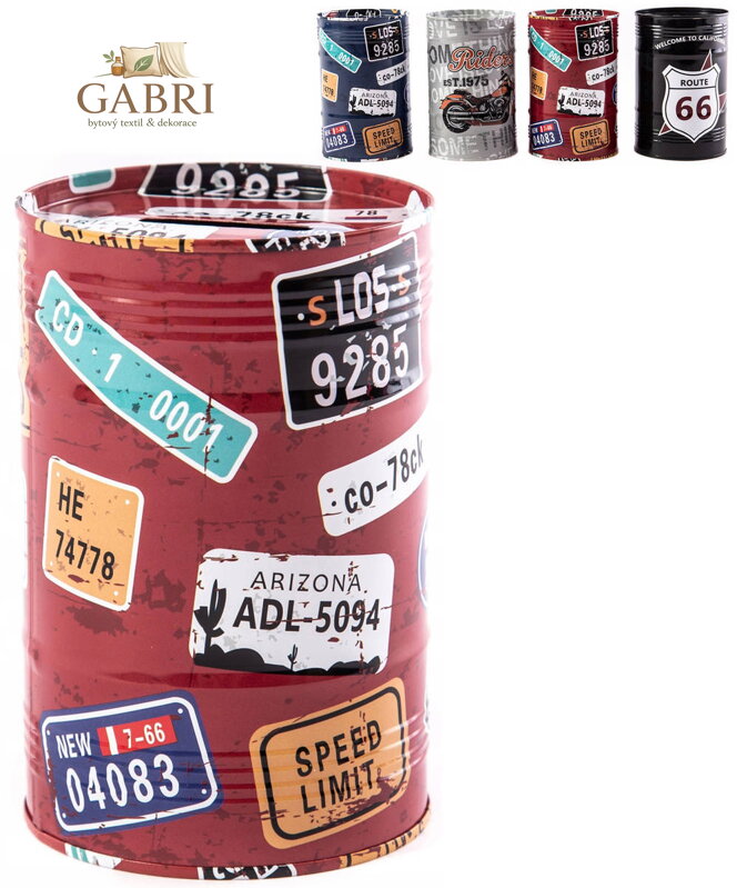 Pokladnička dětská Route 66 / Riders kovová kasička plechovka 4 druhy