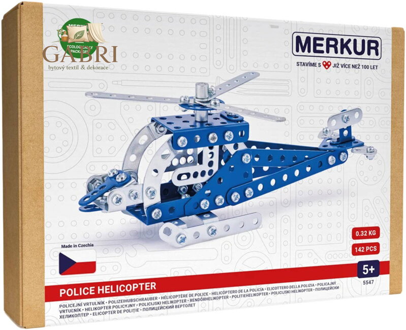 MERKUR 054 Policejní vrtulník 142 dílků *KOVOVÁ STAVEBNICE*