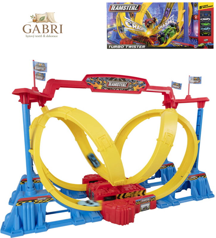 Teamsterz Turbo Twister dráha s loopingy herní set s 5 autíčky na baterie