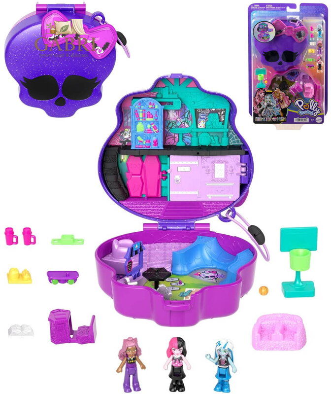 MATTEL Polly Pocket Pidi Pocketka Monster High set 3 panenky s doplňky