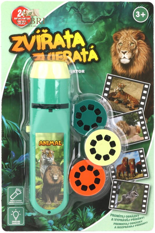 Baterka dětská svítilna a projektor Divoká zvířata 2v1 na baterie Světlo