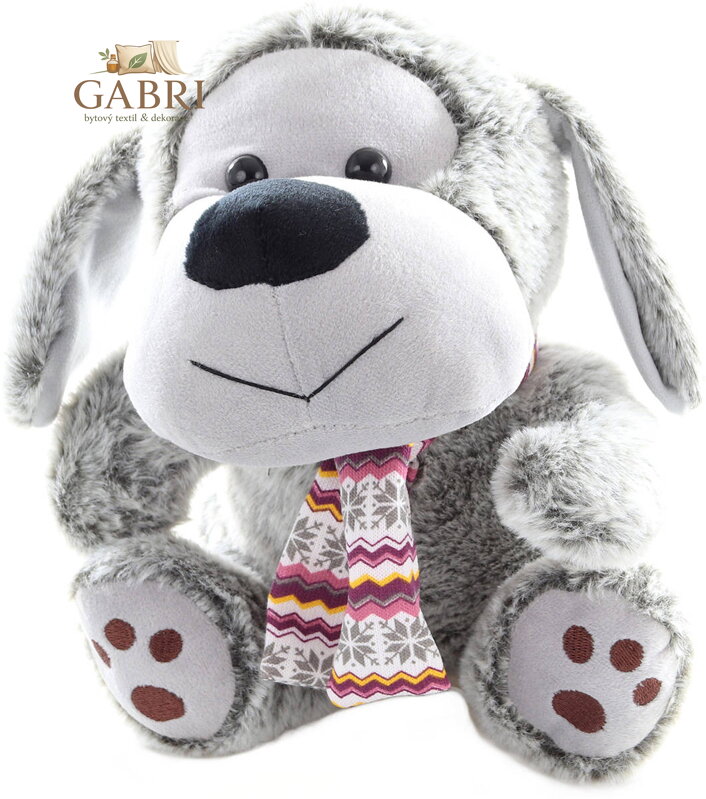 PLYŠ Pes sedící 25cm se šálou *PLYŠOVÉ HRAČKY*