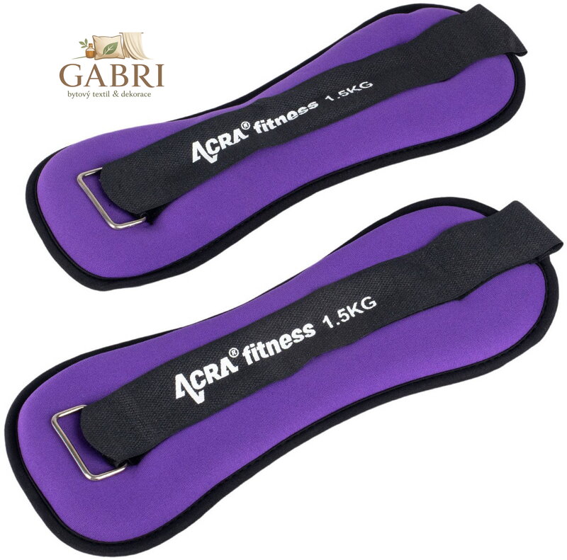 ACRA Závaží na zápěstí/kotníky 1,5kg fialová 1 pár fitness doplněk