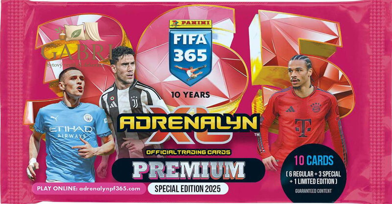 PANINI FIFA 365 24/25 Sběratelské karty Premium 10ks Adrenalyn XL booster