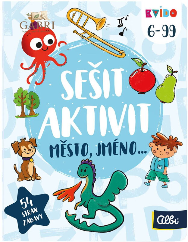 ALBI Kvído Sešit plný aktivit Město, jméno interaktivní úkoly pro děti 6+