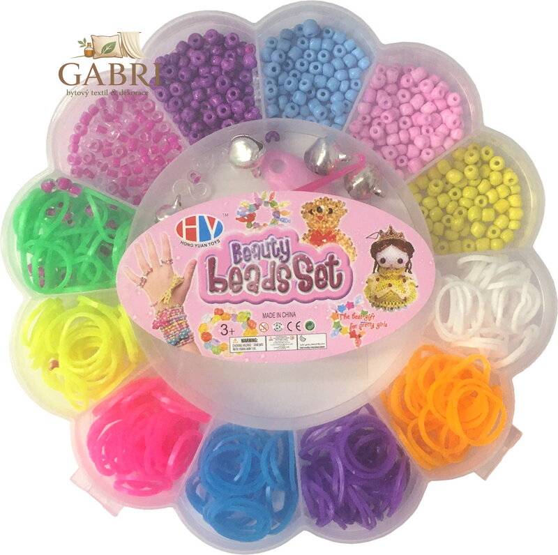 Navlékací korálky + gumičky kreativní set výroba dětské bižuterie květina