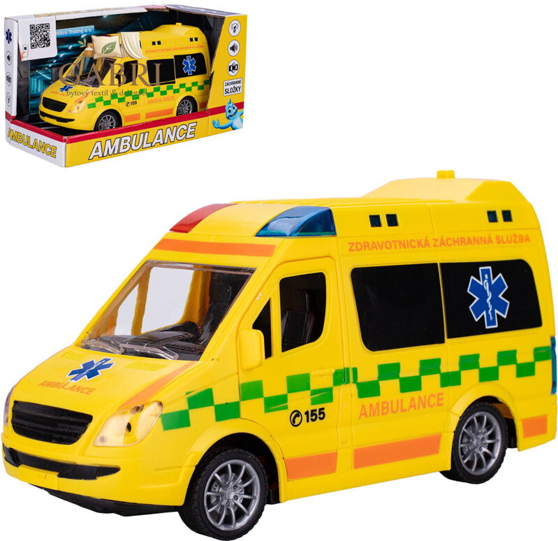 Auto ambulance česká CZ design na setrvačník na baterie Světlo Zvuk