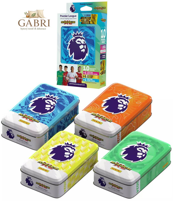 PANINI PREMIER LEAGUE 23/24 Sběratelské karty Adrenalyn XL 10x booster plechovka