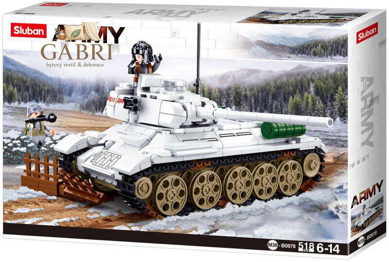 SLUBAN ARMY WWII Tank bílý T-34/85 518 dílků + 2 figurky STAVEBNICE