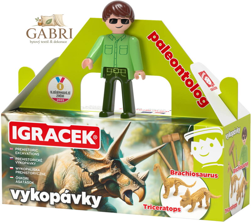 EFKO IGRÁČEK Paleontolog figurka dino vykopávky Triceratops a Brachiosaurus