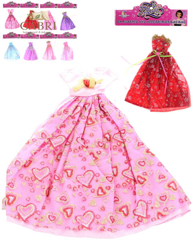 Šatičky dlouhé zdobené korzetové pro panenky 8 druhů v sáčku