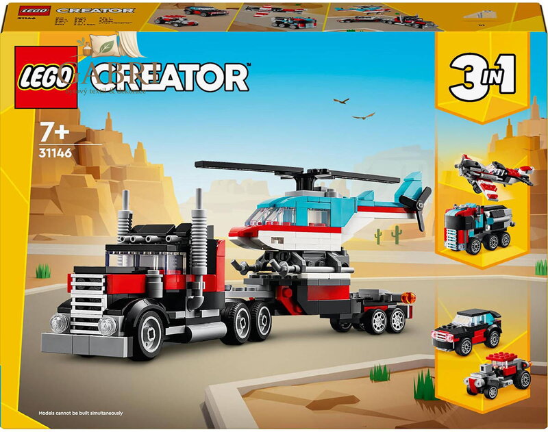 LEGO CREATOR Auto náklaďák a helikoptéra 3v1 31146 STAVEBNICE