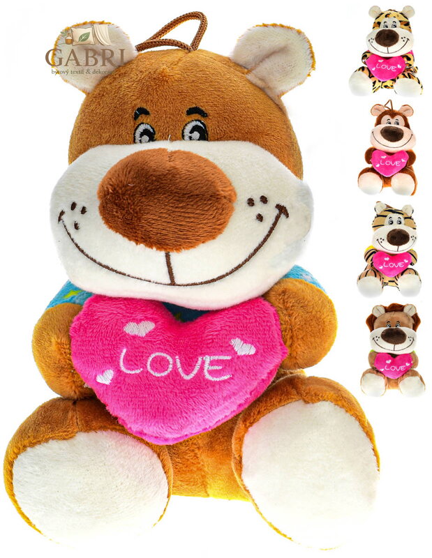 PLYŠ Zvířátko safari se srdíčkem Love 15cm 5 druhů *PLYŠOVÉ HRAČKY*