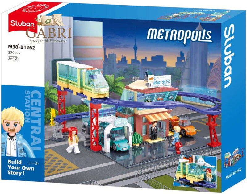 SLUBAN Metropolis Prodejna elektrovozů 379 dílků + 4 figurky STAVEBNICE