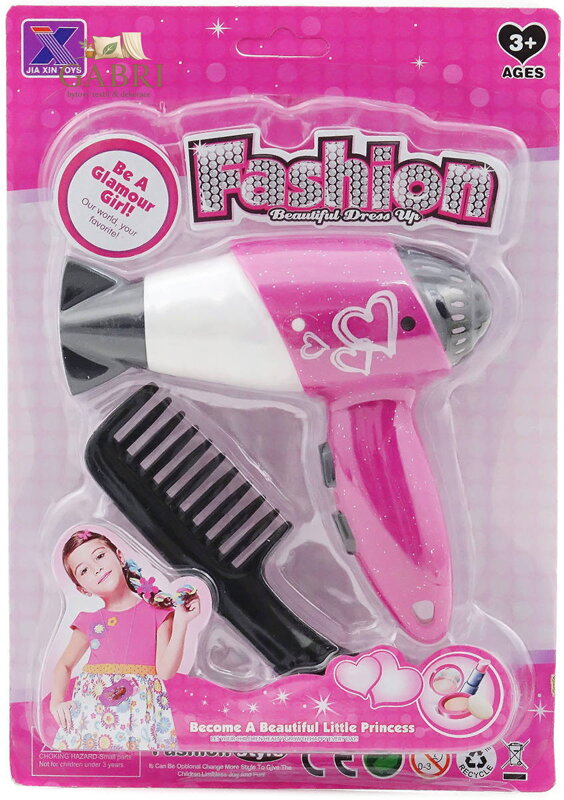 Kadeřnický dětský herní set fén s hřebínkem na baterie 2 barvy