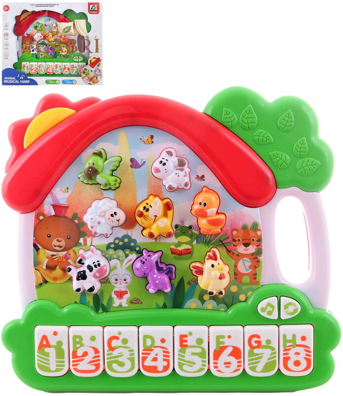 Piánko dětský keyboard naučný zvířátka na baterie Světlo Zvuk AJ