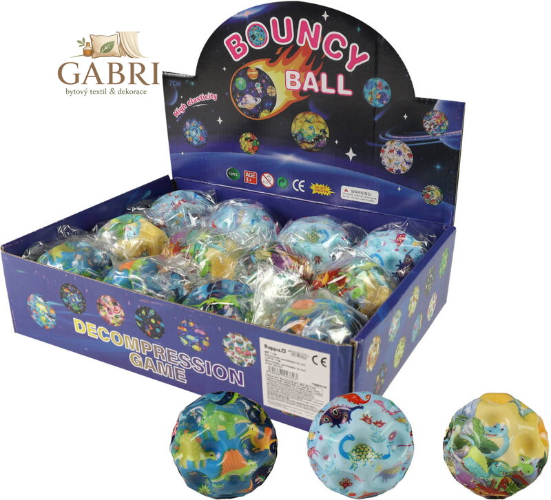 Míček skákací hopík 7cm balónek skákačák dinosauři 3 druhy