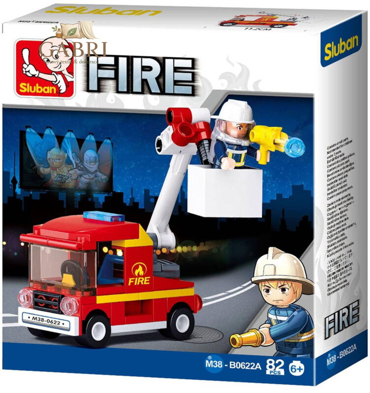 SLUBAN Fire Požární auto s malou plošinou 82 dílků + 1 figurka STAVEBNICE