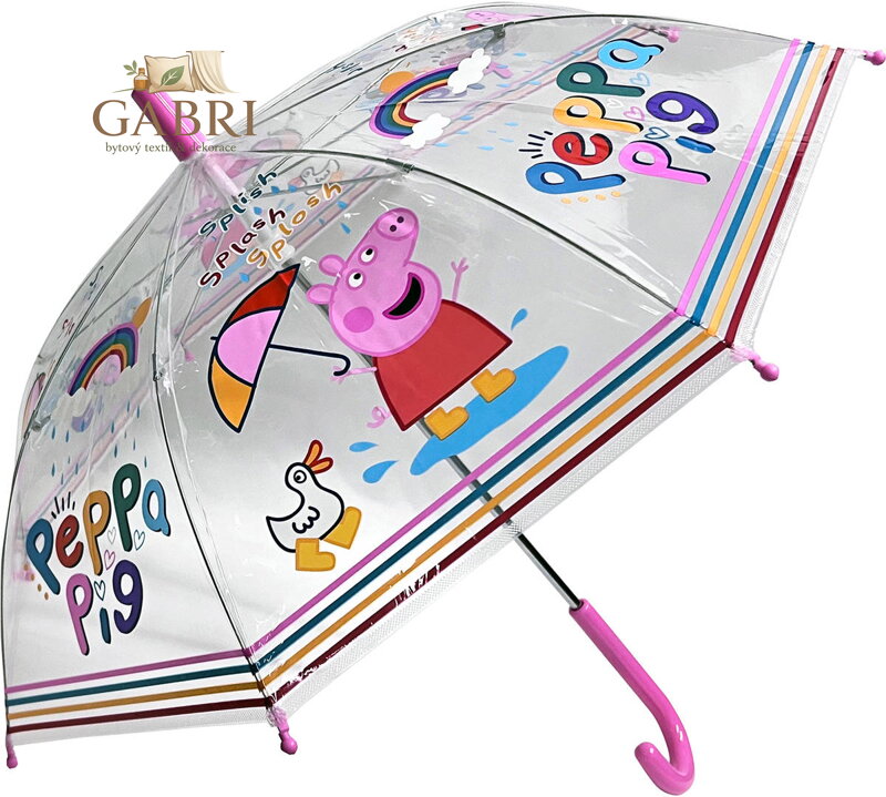 Deštník dětský prasátko Peppa Pig manuální otevírání 60x65cm transparentní