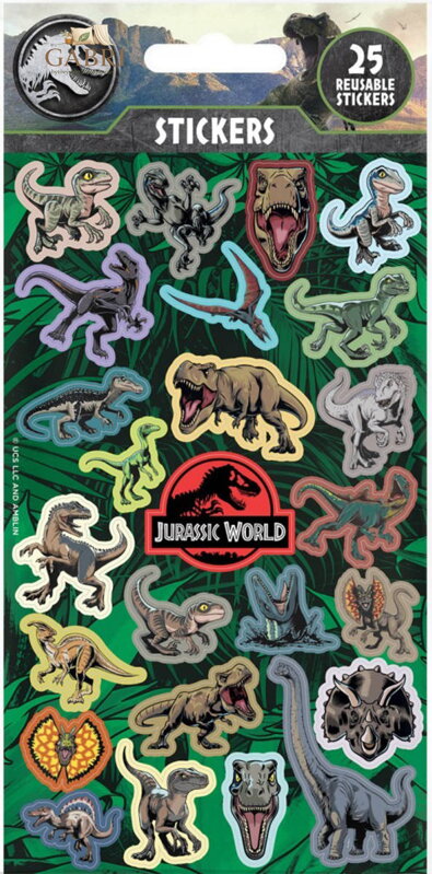 Samolepky Jurský park 25ks opakovaně použitelné 1 arch