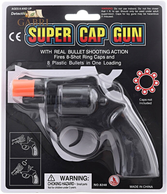 Pistole na kapsle 8 ran dětská zbraň na kapslíky černá kapslovka