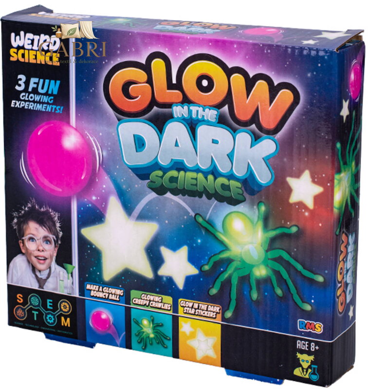 Vědecké pokusy svítící ve tmě experimentální kreativní set v krabici