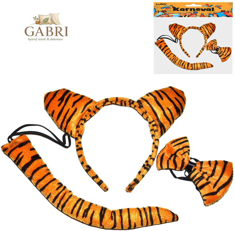 KARNEVAL Tygřík set čelenka s doplňky *KARNEVALOVÝ DOPLNĚK*