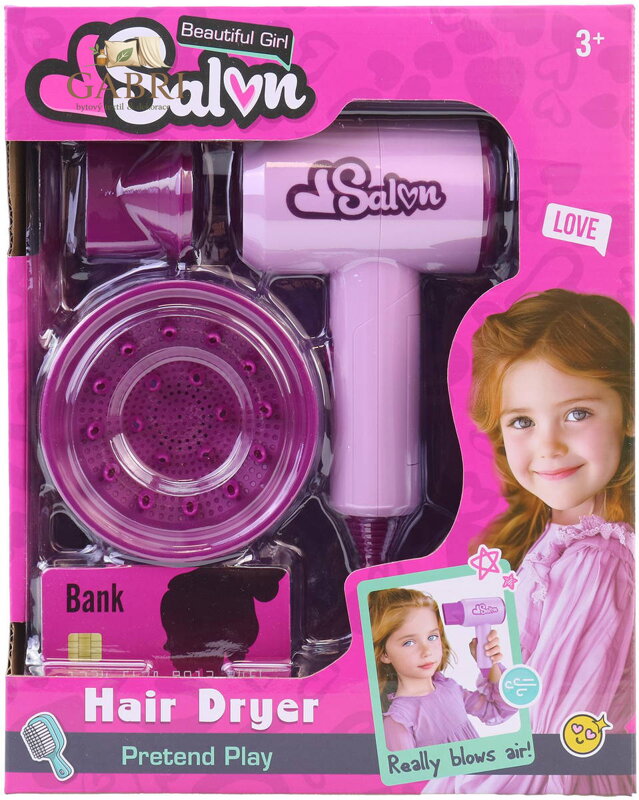 Kadeřnický dětský set funkční fén se dvěma nástavci na baterie