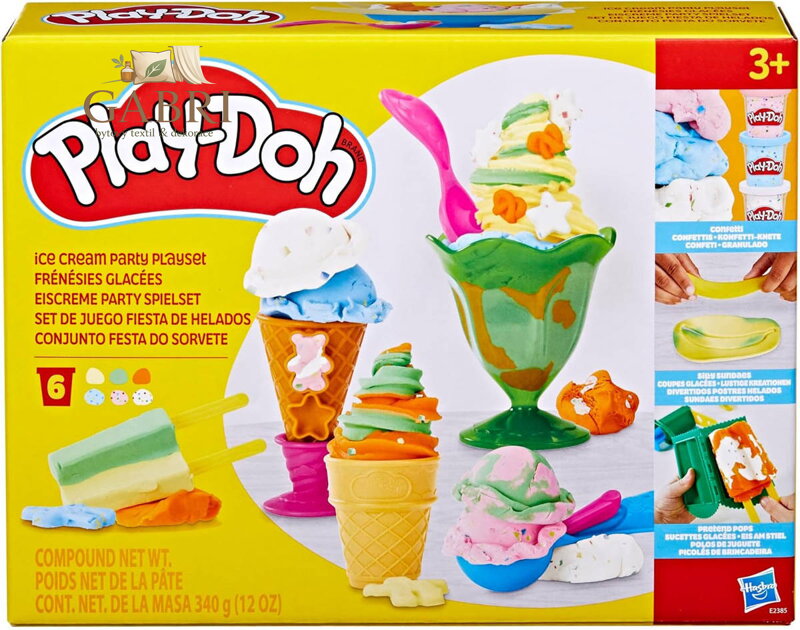 HASBRO PLAY-DOH Ledová zmrzlinová párty set modelína 340g s nástroji