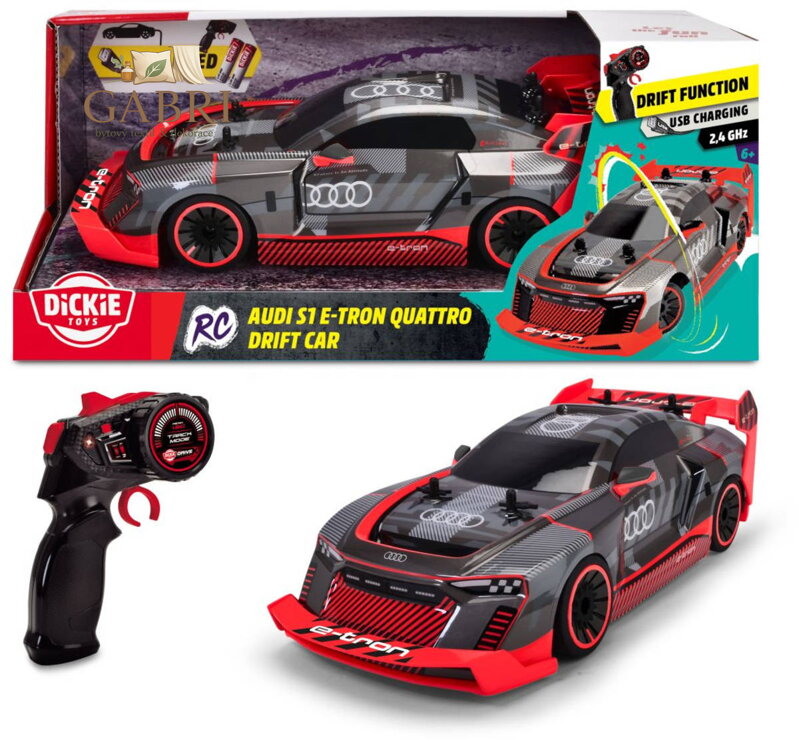 DICKIE RC Auto Audi S1 E-Tron Quattro na vysílačku 2,4GHz Turbo na baterie