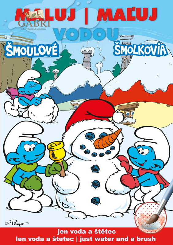 AKIM Maluj vodou podle barevných teček Šmoulové zima A5