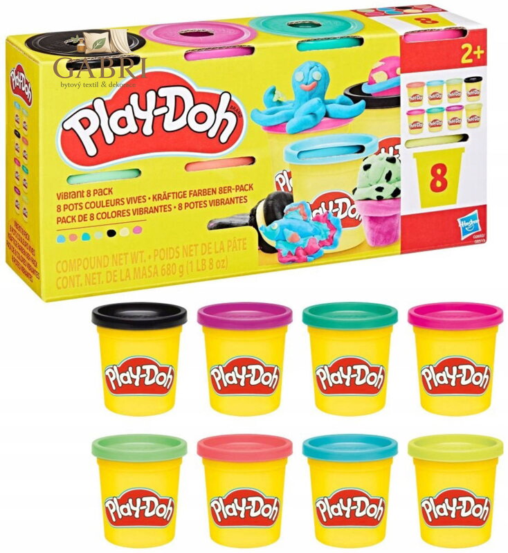 HASBRO PLAY-DOH Barevná modelína kreativní set 8 kelímků 680g