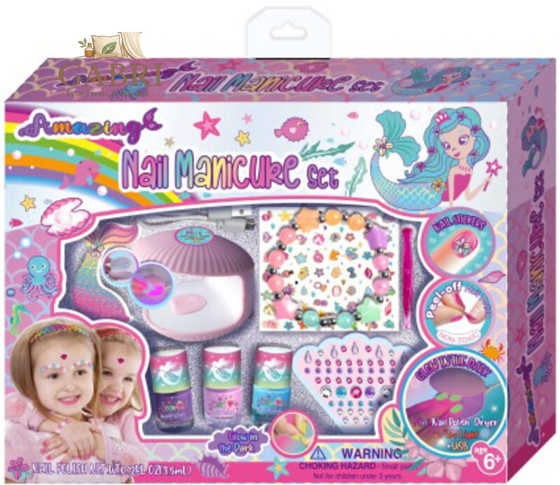 Nehtové studio velká dětská sada se slupovacími laky a UV lampou USB