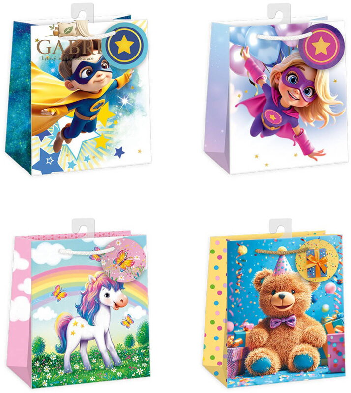 ARGUS Taška dárková 19x23x12cm papírová různé motivy 4 druhy