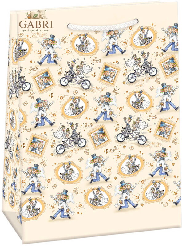 ARGUS Taška dárková svatba 23x32x13cm papírová lesklá