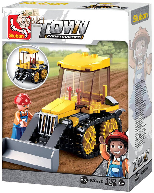 SLUBAN Town Buldozer malý 132 dílků + 1 figurka STAVEBNICE