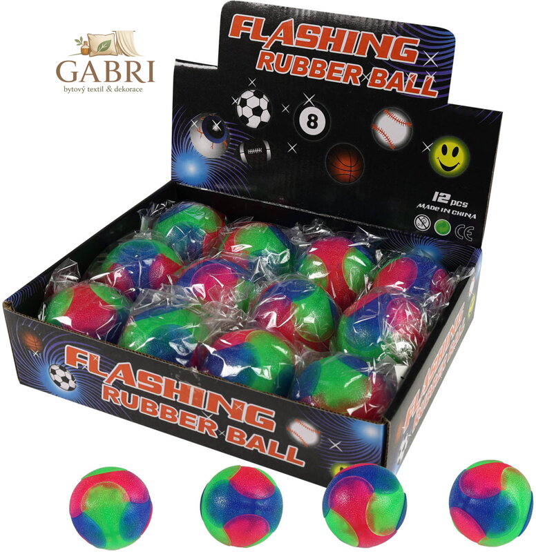 Míček skákací hopík 5cm trojbarevný balónek skákačák na baterie Světlo