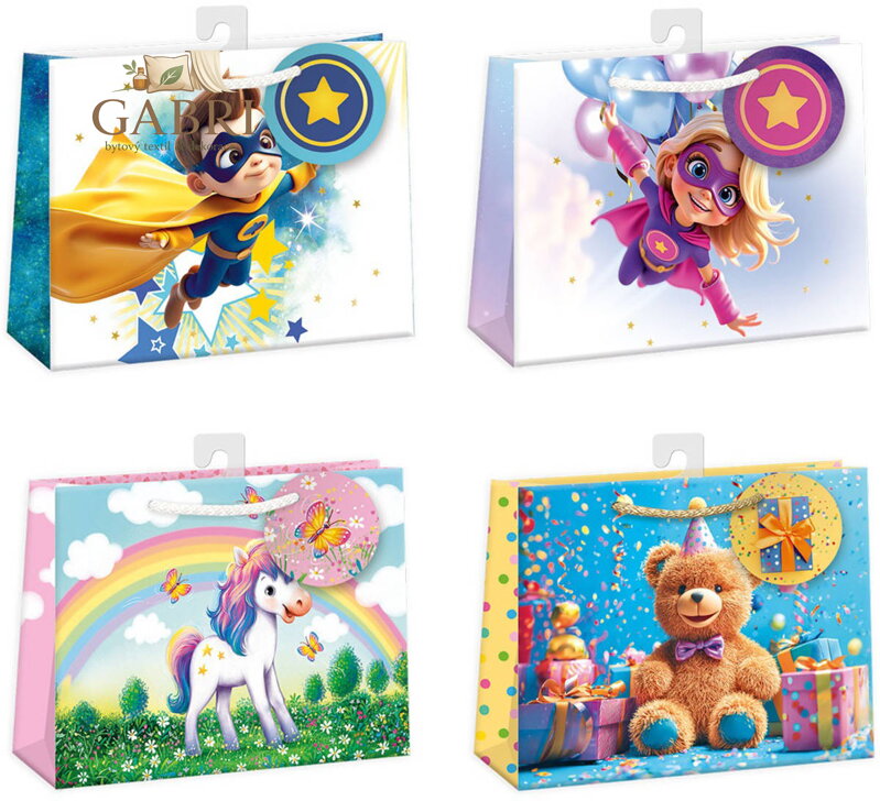 ARGUS Taška dárková 30x23x12cm papírová různé motivy 4 druhy