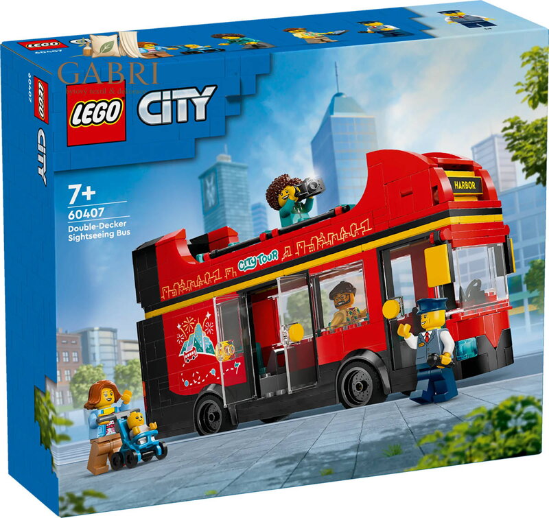 LEGO CITY Červený dvoupodlažní vyhlídkový autobus 60407 STAVEBNICE