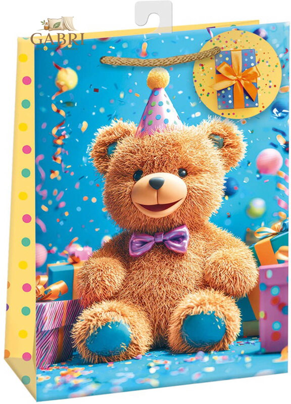ARGUS Taška dárková medvídek 23x32x13cm papírová lesklá