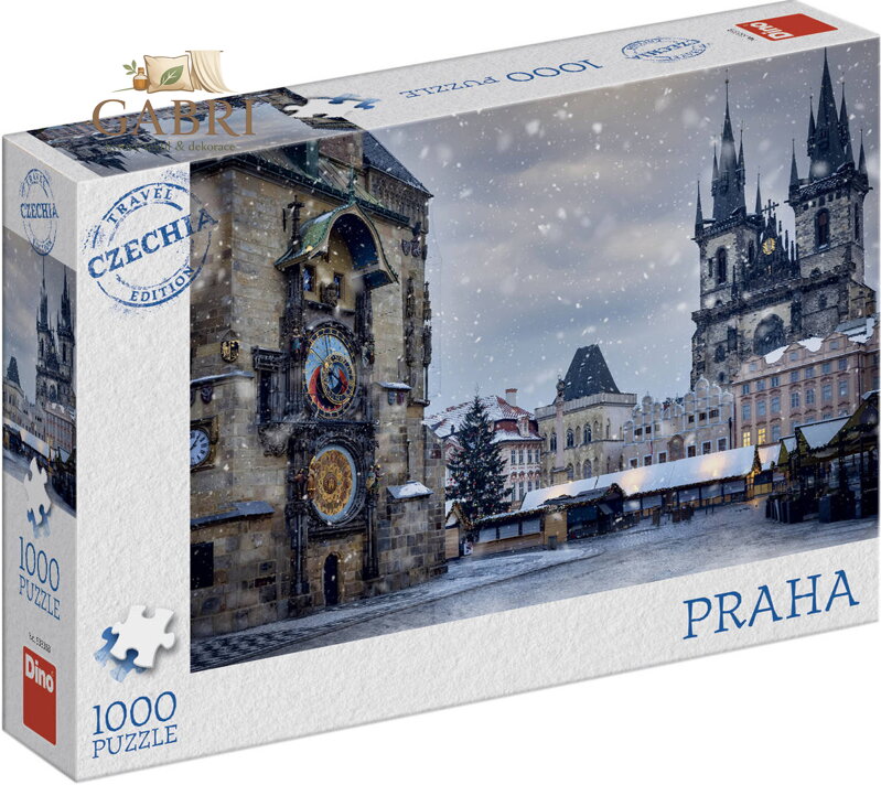 DINO Puzzle 1000 dílků Staroměstský orloj v zimě 66x47cm skládačka
