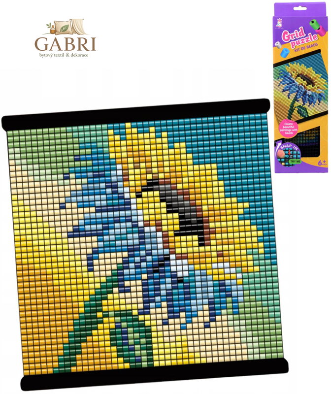Korálkový obraz mozaika slunečnice v rámečku kreativní set s korálky