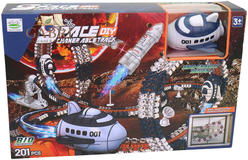 Dráha vesmírná na zeď na přísavku set s raketoplánem a doplňky na baterie