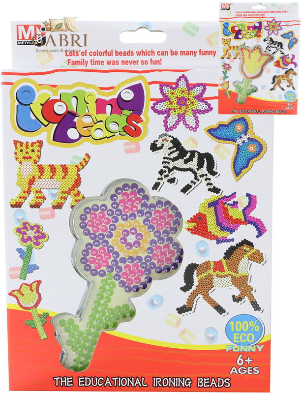 Zažehlovací korálky barevné mozaika se šablonou kytička 2 druhy