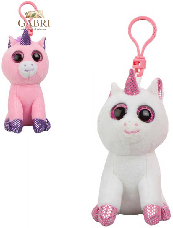 PLYŠ Jednorožec s klipem 11cm klíčenka 2 barvy *PLYŠOVÉ HRAČKY*