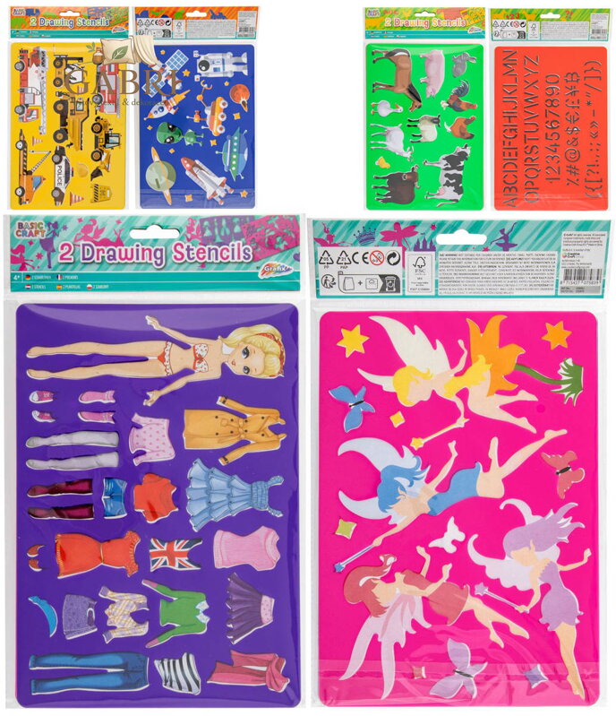 GRAFIX Šablony na obkreslování kreativní set 2ks 3 druhy v sáčku