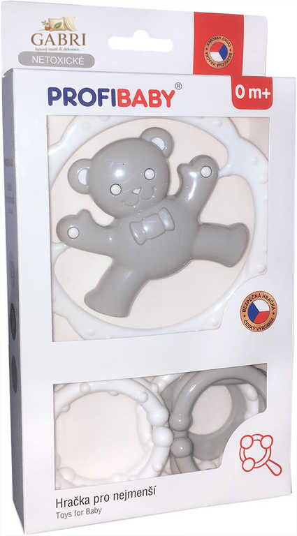 PROFIBABY Baby chrastítko medvídek s tvary pro miminko v krabici
