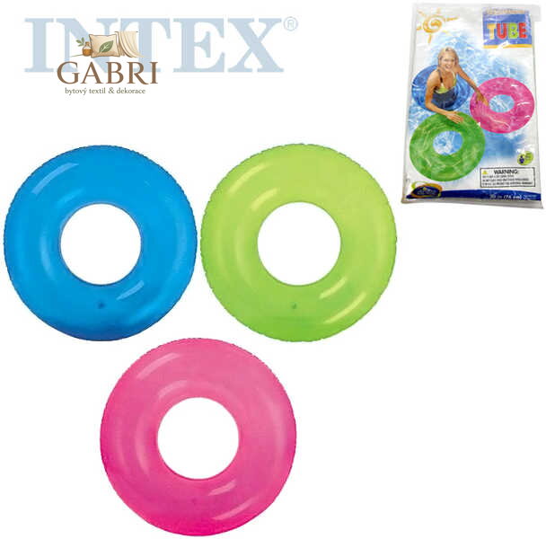 INTEX Kruh plavací 76cm nafukovací kolo transparentní do vody 3 barvy 59260